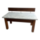 Console postmoderne en marbre avec écran flottant en bois