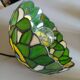 Antique stained glass and tin pendant light
