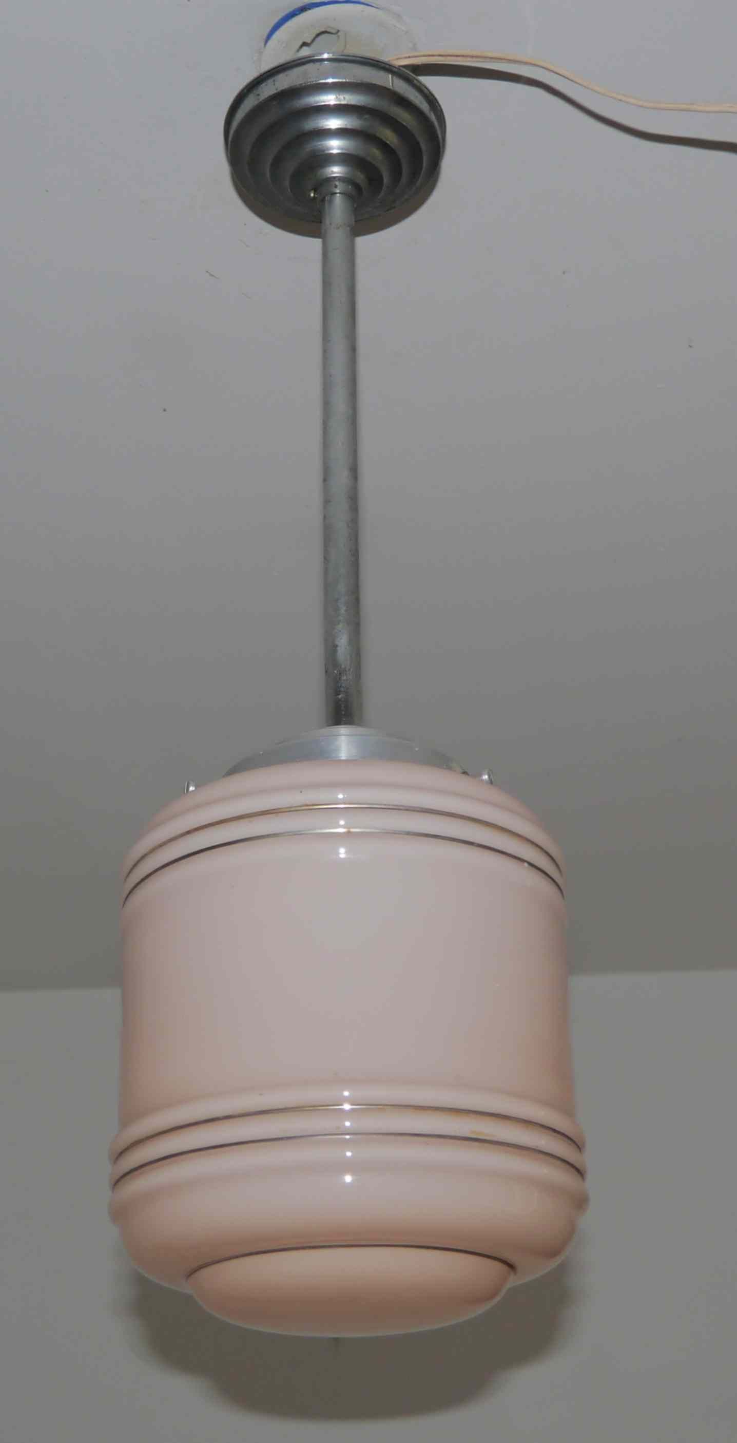 Suspension chandelier metal and opaline (Deutschland) art deco