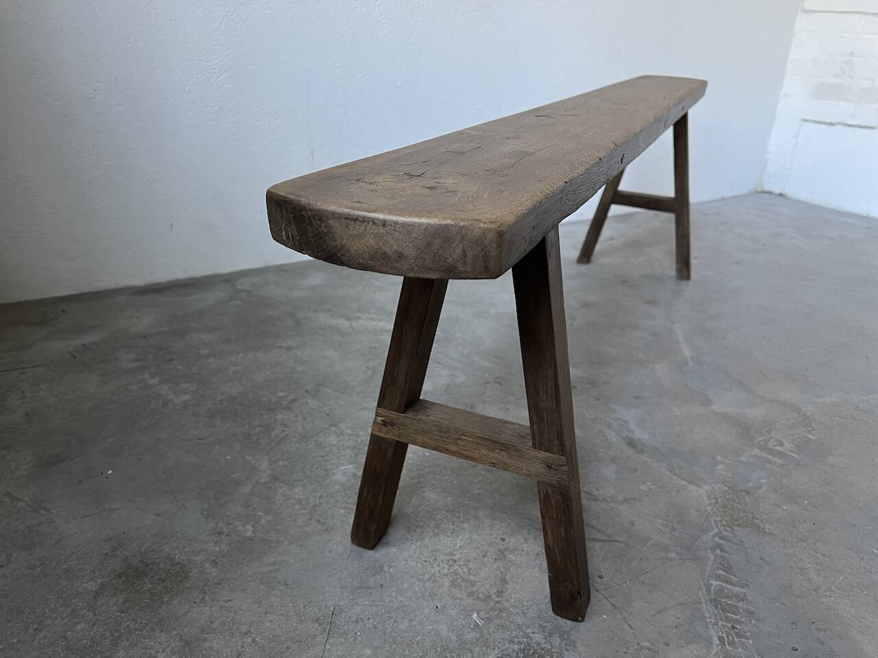 Small solid walnut farm bench, 1950s