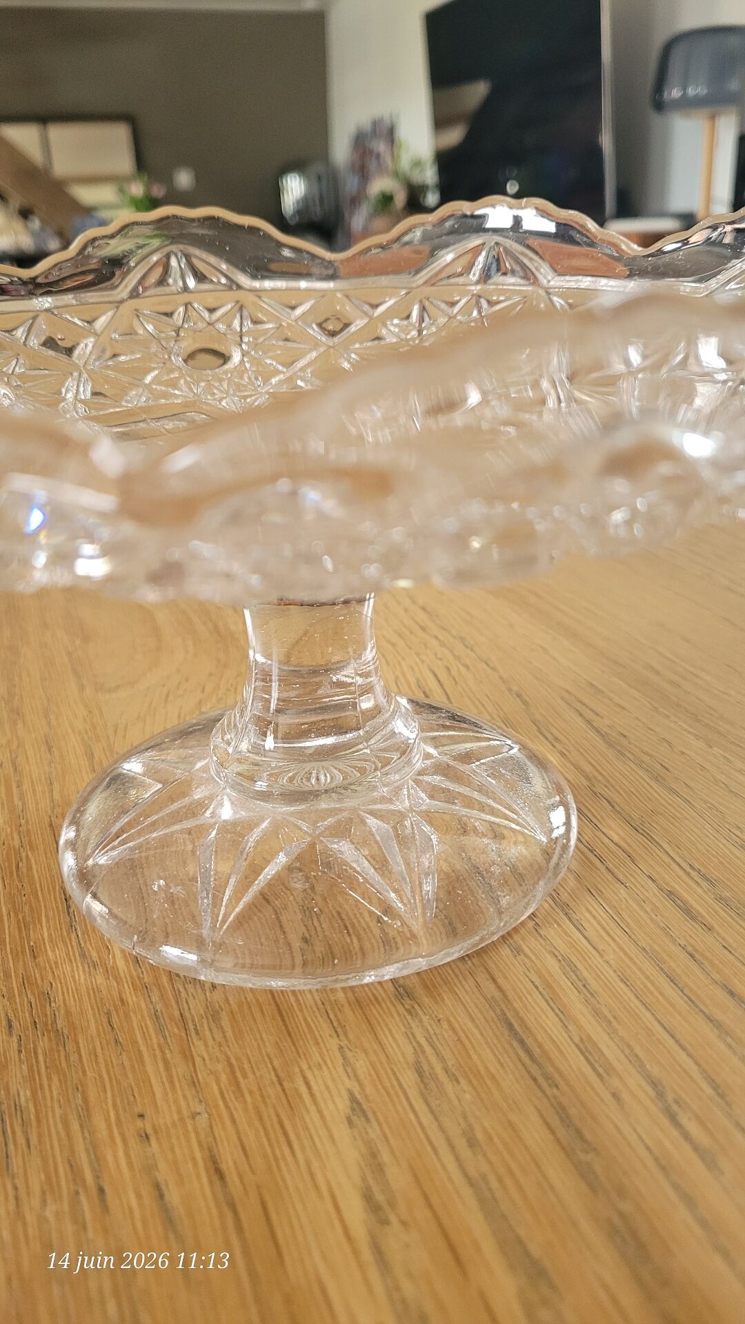Thick transparent glass footed cup