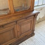 Old XL Napoleonic oak glass bookcase, 19th century