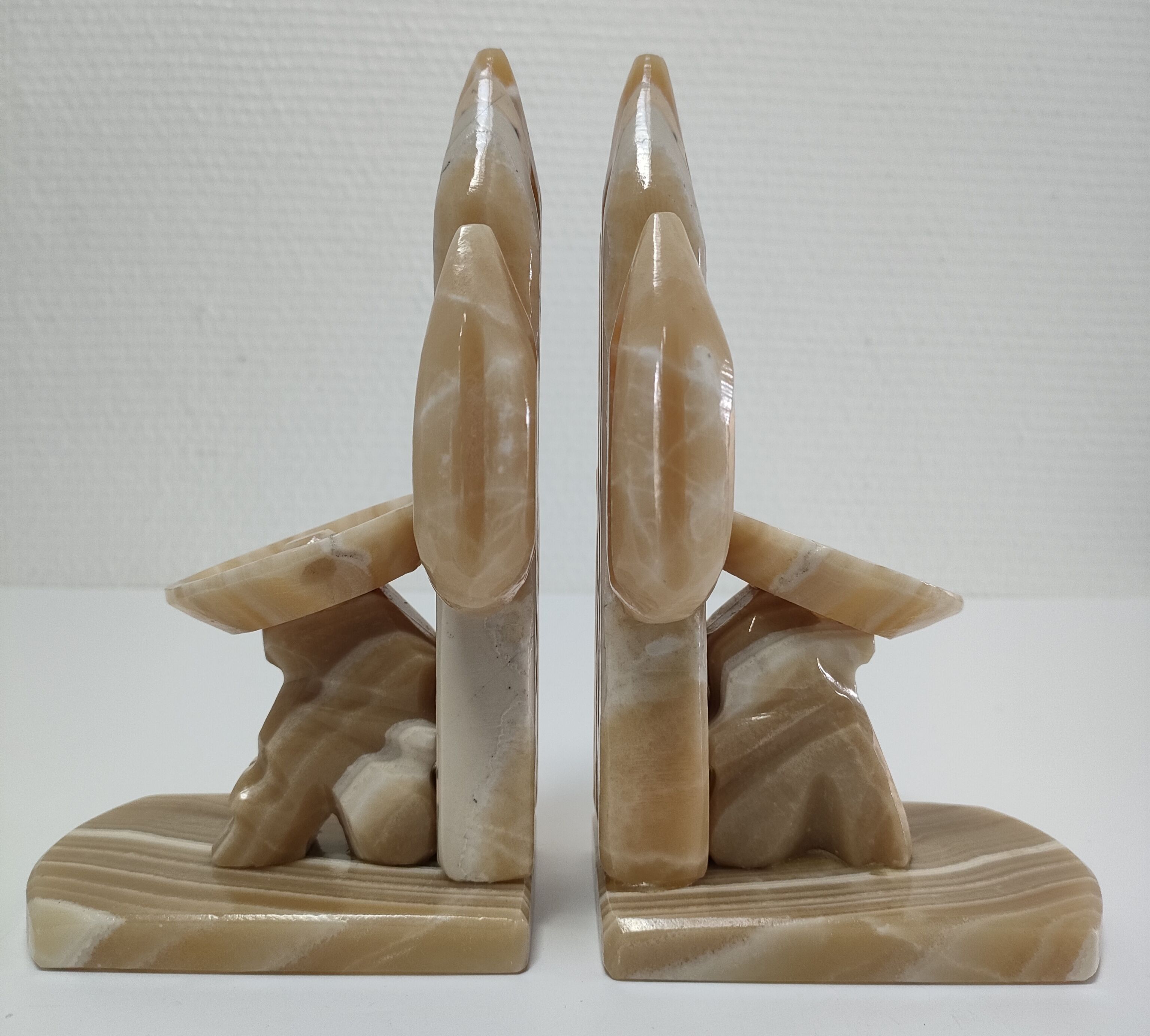 Pair of vintage Mexican cactus onyx bookends