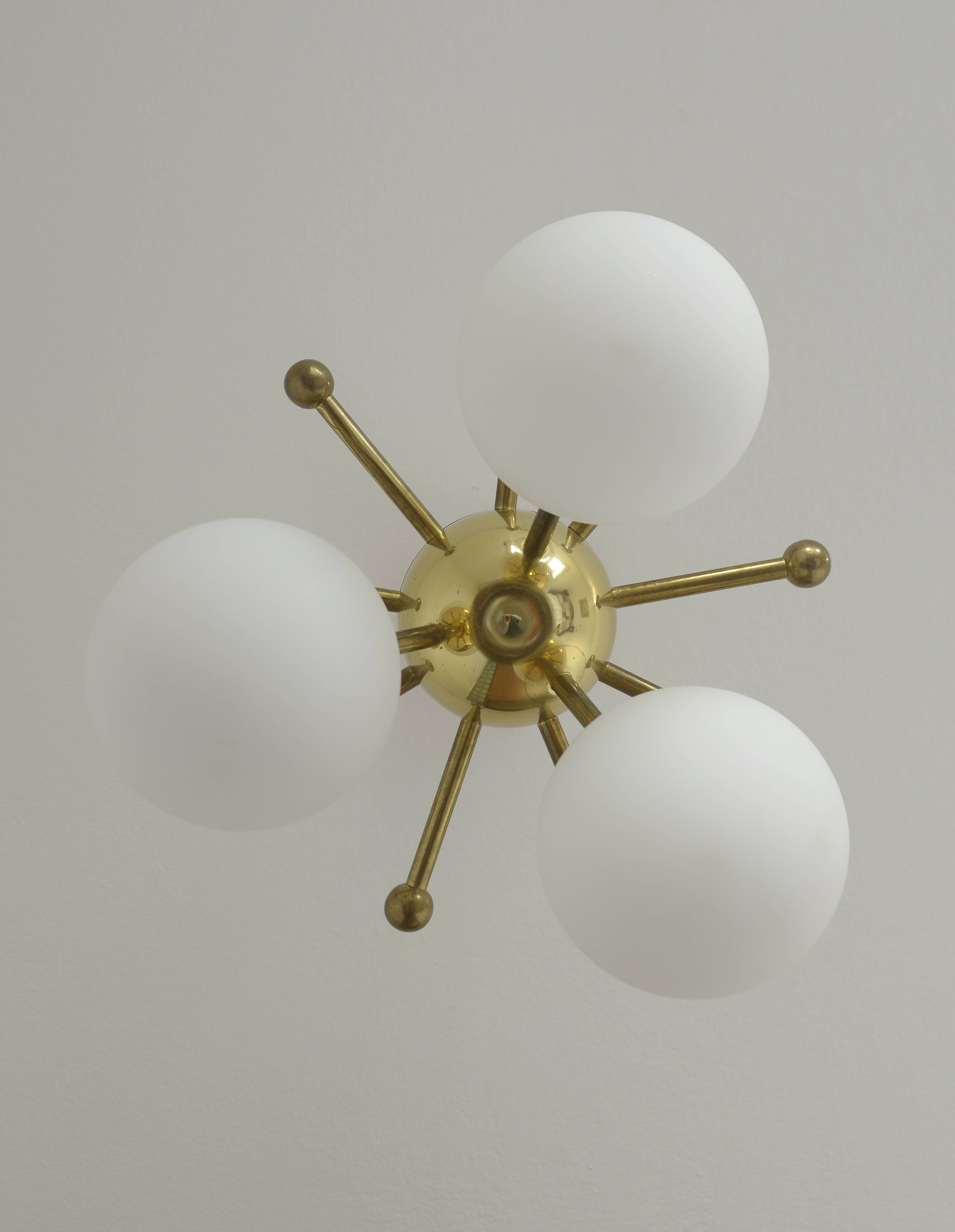 Vintage Sputnik Chandelier Gold Brass Space Age Redesign Pendant Lamp