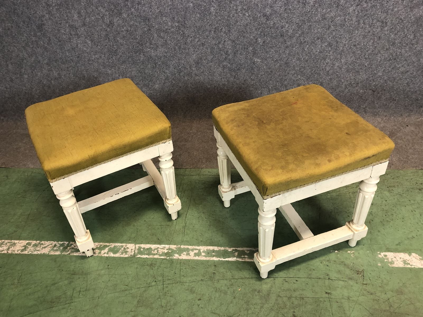 Pair of Louis Philippe stools painted white, late 19th century