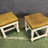 Pair of Louis Philippe stools painted white, late 19th century