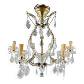 Lustre en cristal et laiton, Début du XXe siècle