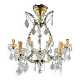 Crystal and brass chandelier, early 20th century