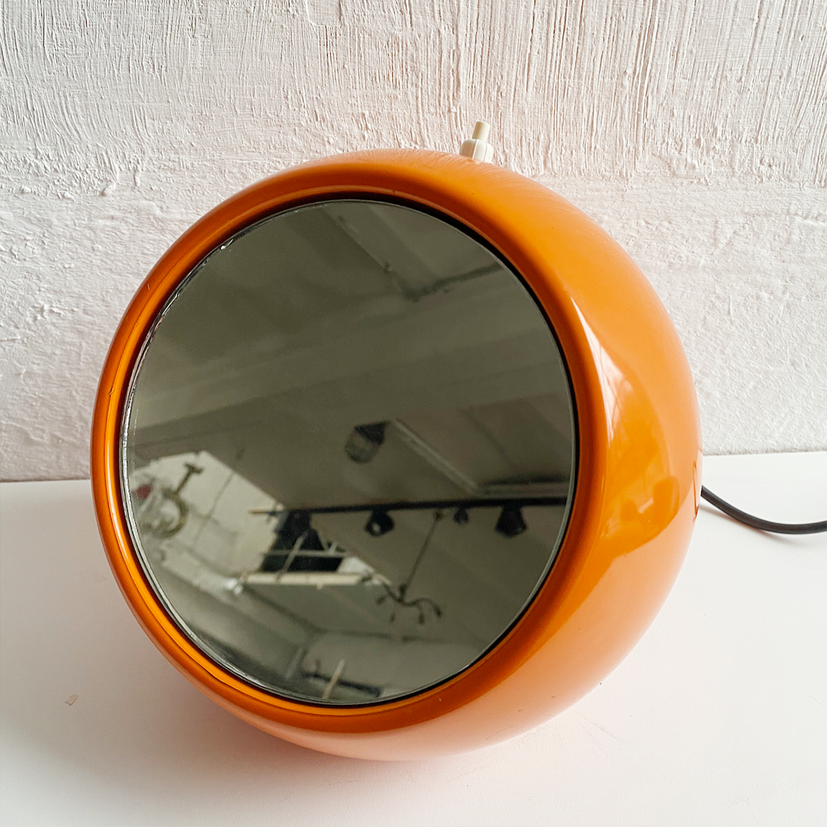 Spaceage mirror table lamp in orange