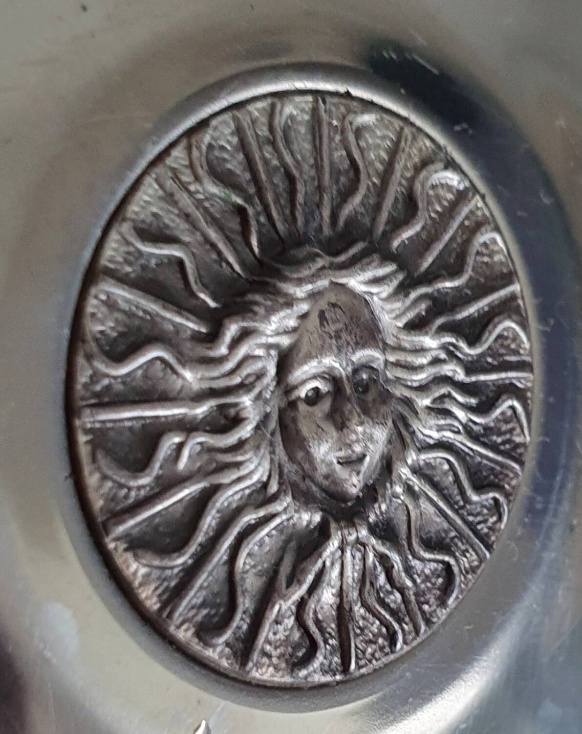 Set of 5 silver metal "Medusa head" trinket trays