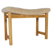 Modern Scandinavian stool in pine and sheepskin, Sweden, 1970s