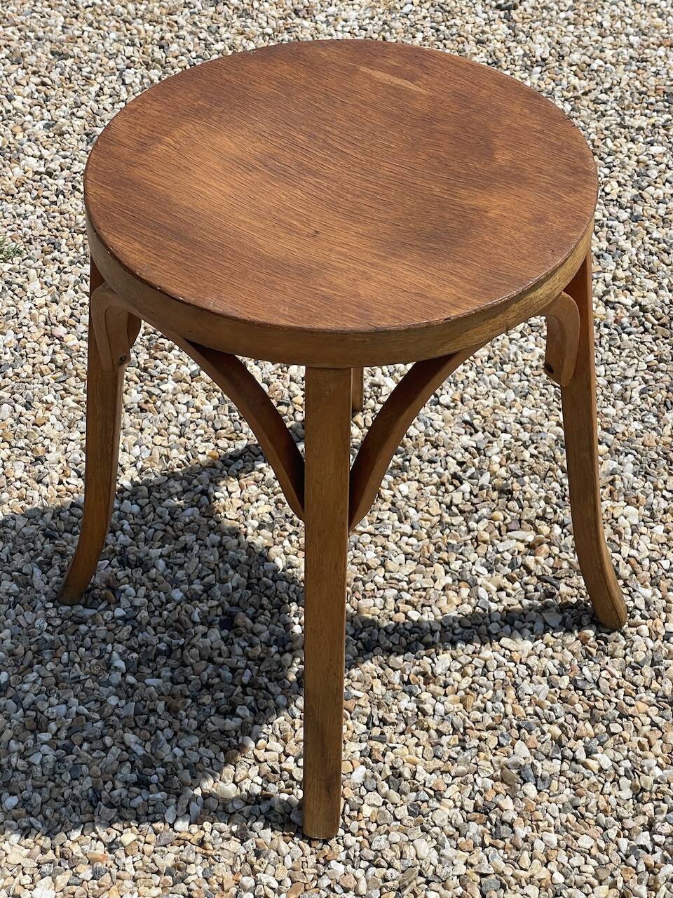 Vintage Curved Wood Stool, Baumann, Circa 1950s/1960s