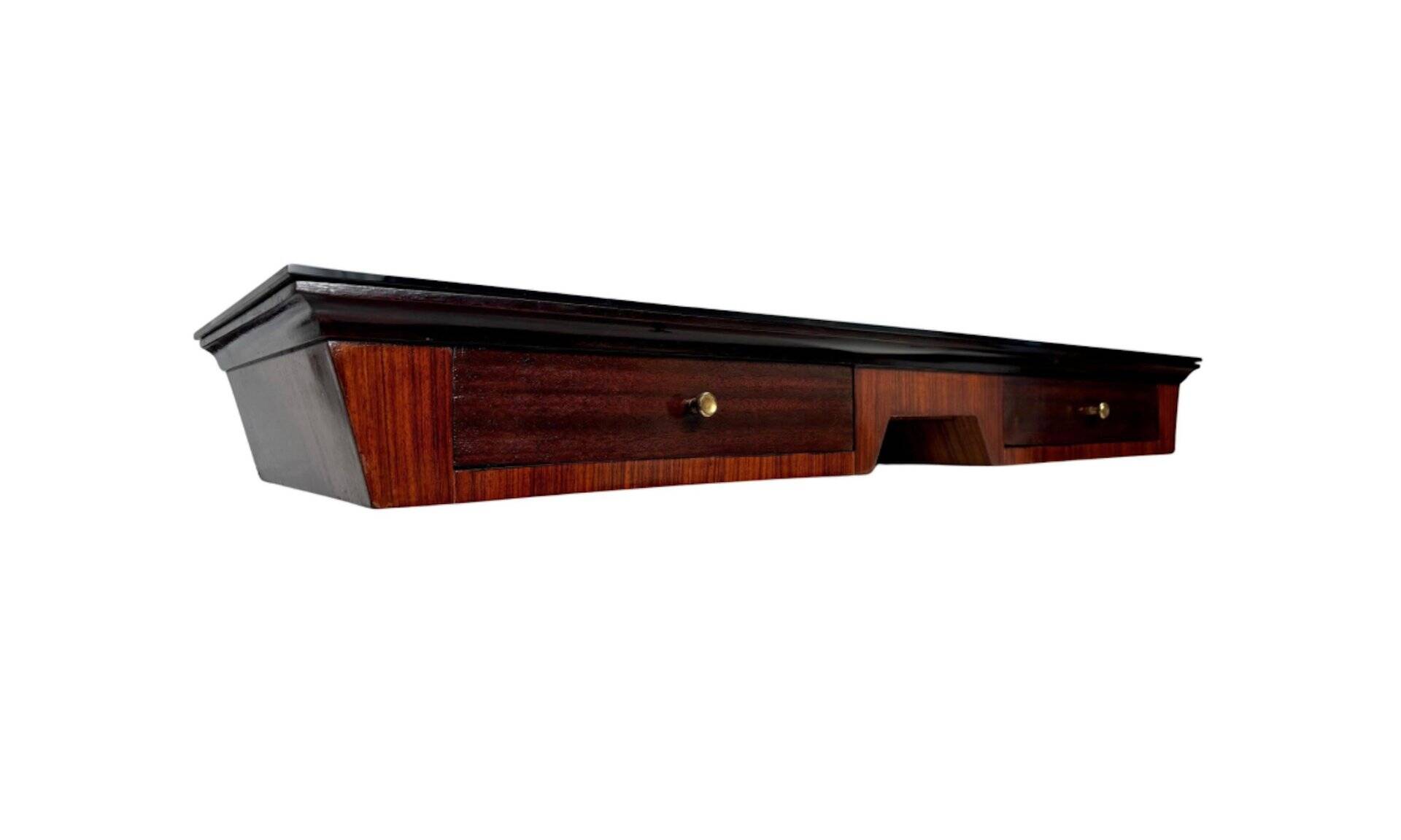 Mid-Century Italian Wood and Brass Console Table, 1950s