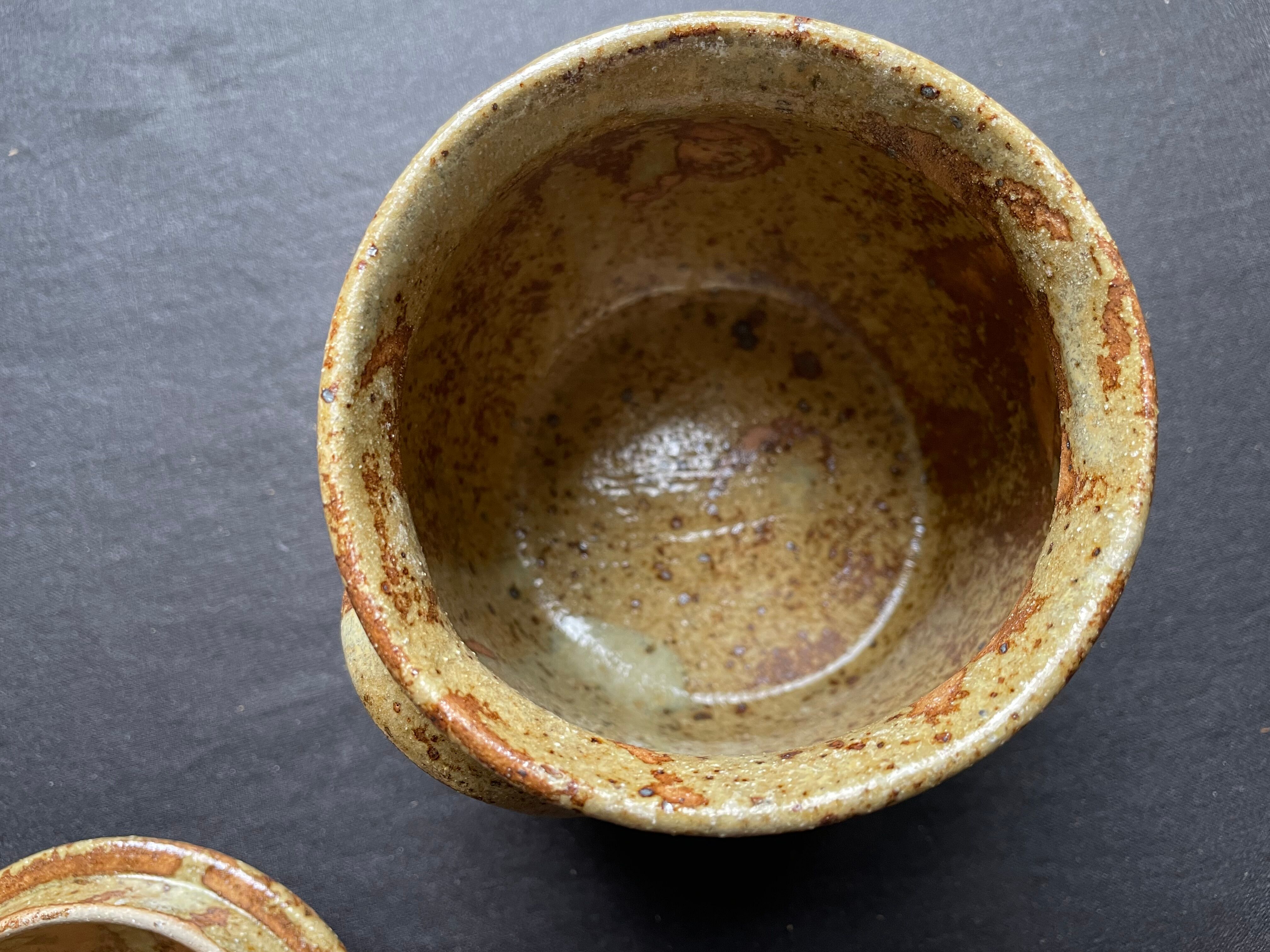 Vintage pyrite stoneware lid pot