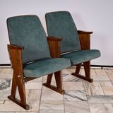 Vintage Czechoslovakian double cinema seats from the 1970s Retro Design