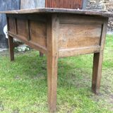 Farm table with panels with oak spindle feet. (said dairy table)