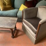 Fauteuil Art Deco en velours taupe 1920/30