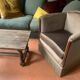 Art Deco armchair in taupe velvet, 1920/30