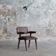 Paire de fauteuils en bois et cuir marron, Italie années 50