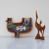 Large Mid-Century Scandinavian Modern pottery wall decor by Hellström