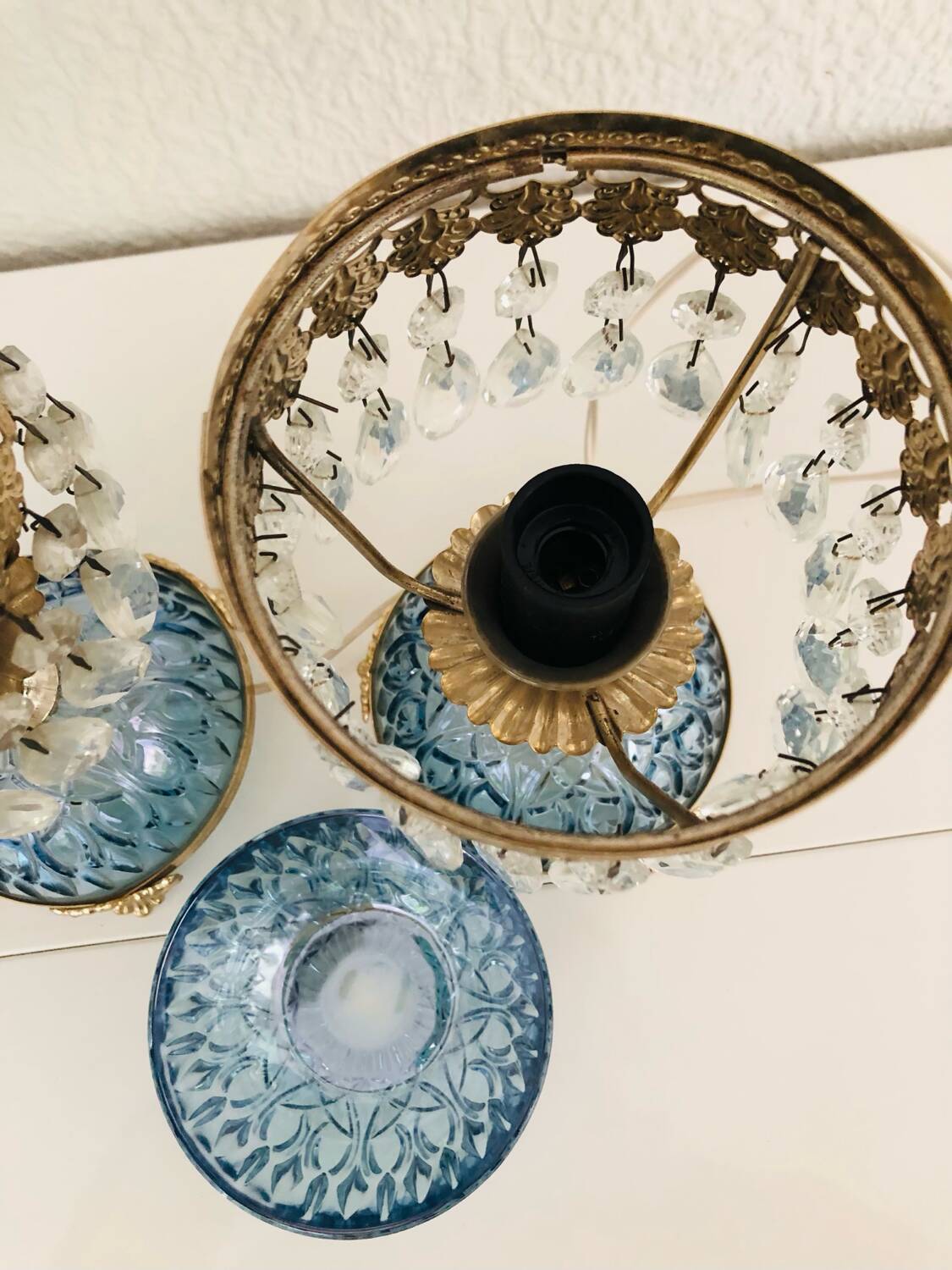 Paire de lampes en verre style Hollywood Regency, circa 1960