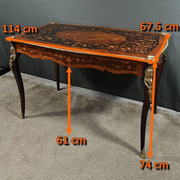 Table Bureau en Palissandre et Marqueteries, époque Napoléon III