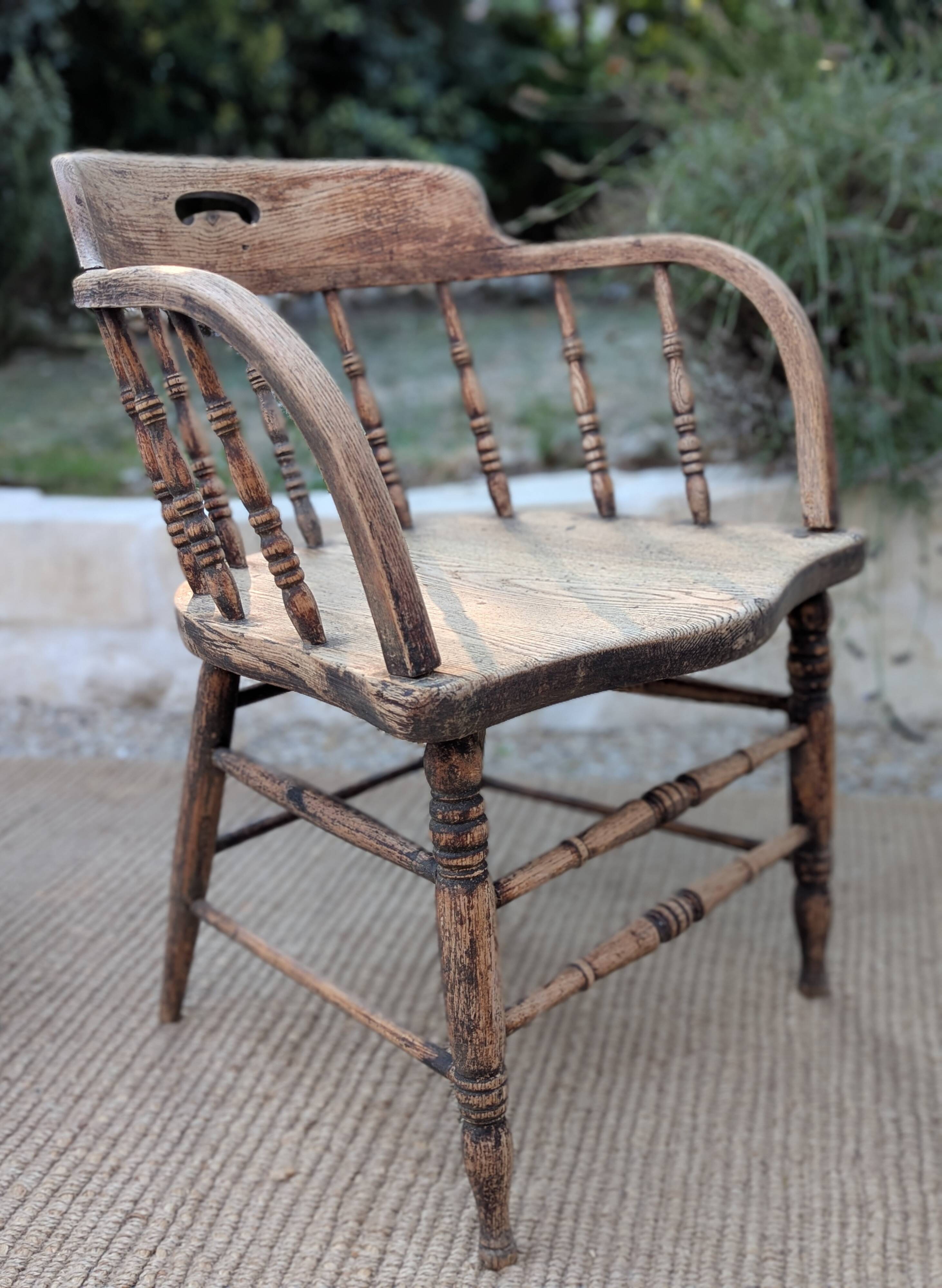 Pair of English captain's armchairs