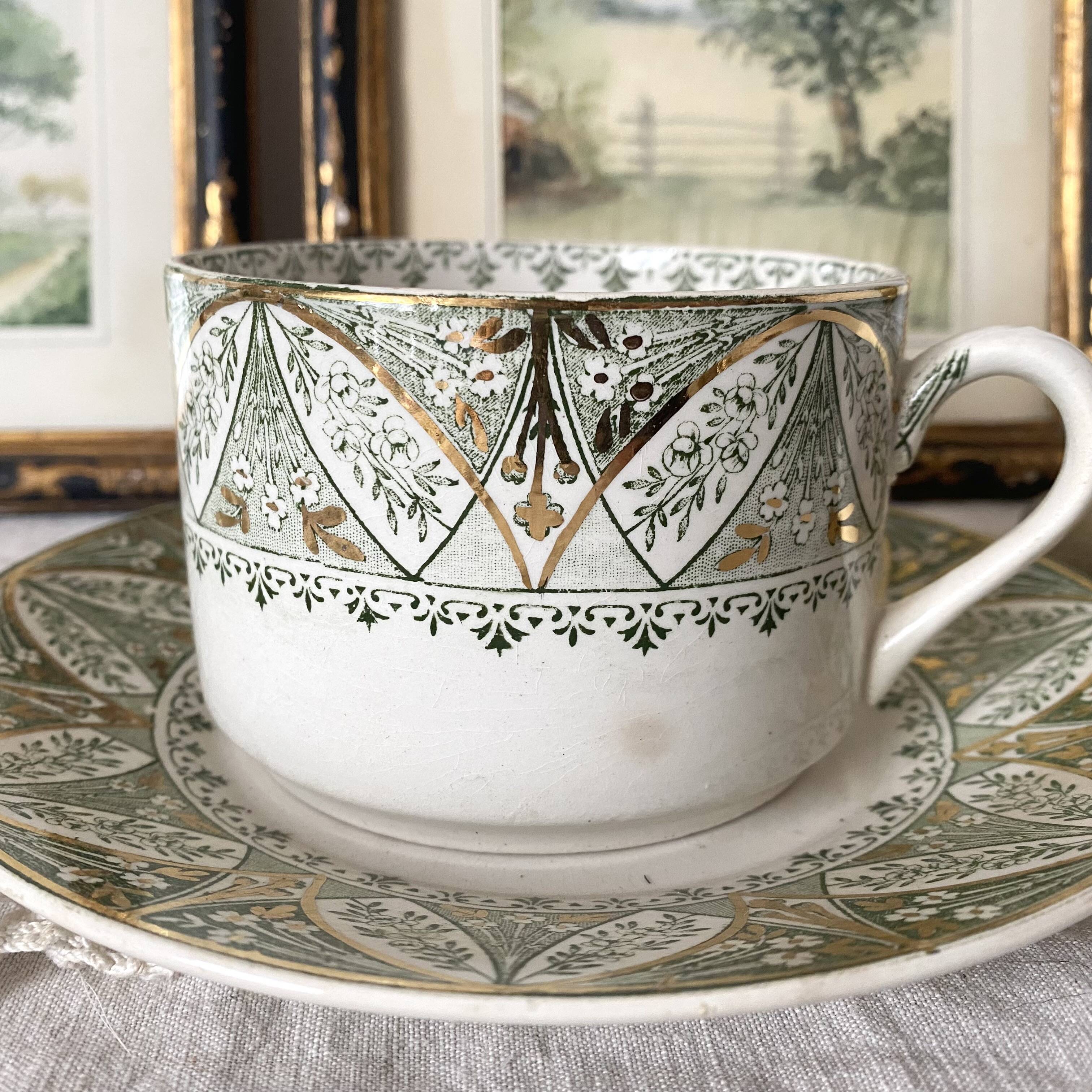 Large cup and saucer in Creil and Montereau ironstone.