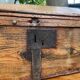 Antique French Wood Iron and Hide Handmade Wood Chest or Trunk