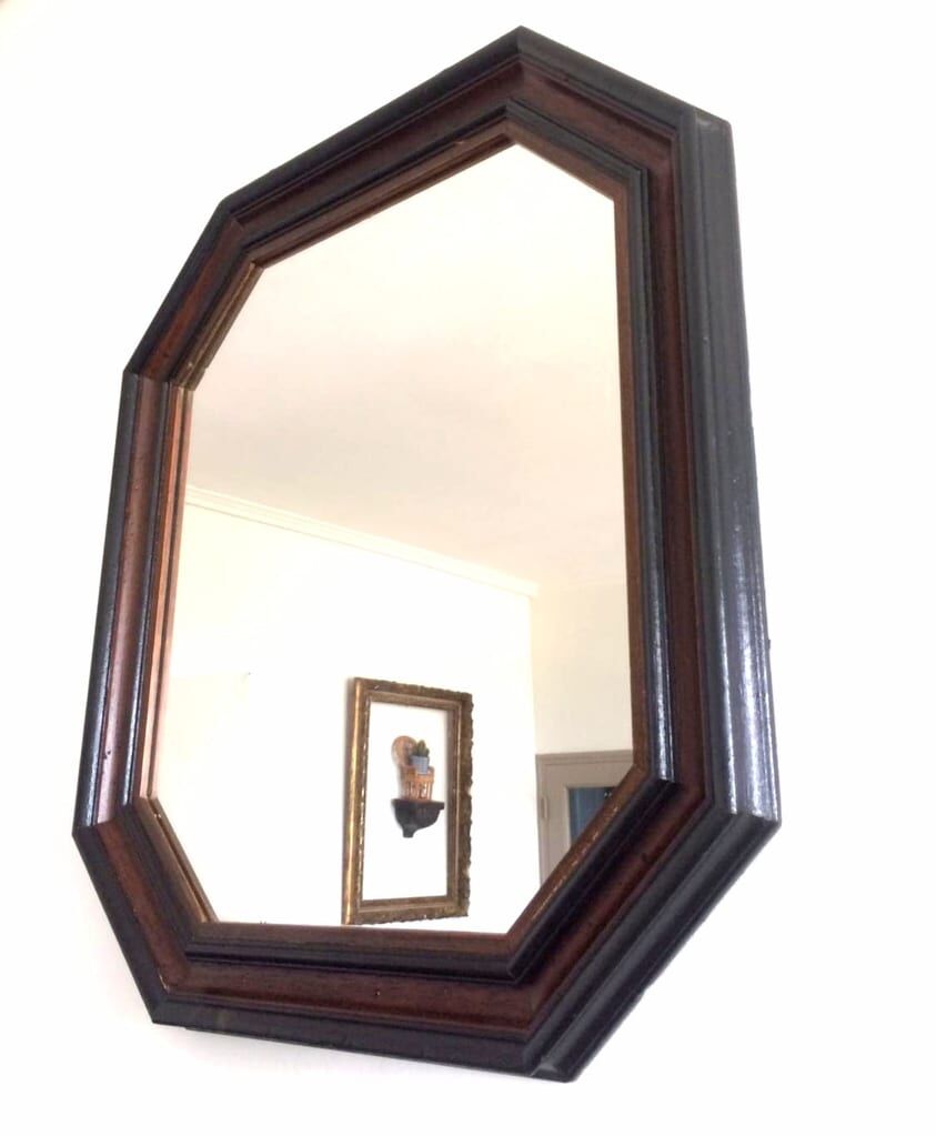 Hexagonal wooden mirror 1950