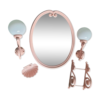 Pink Cast Iron Bathroom Set