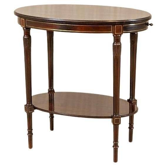 Early 20th Century English Walnut Oval Coffee Table, 1950s