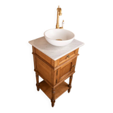 Washbasin / vanity unit in solid oak and white marble