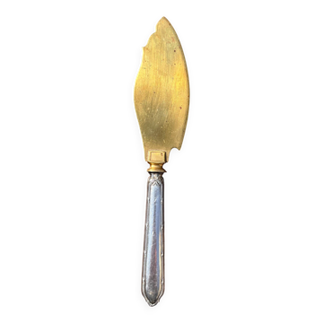 Silver-handled pie server Minerve, golden blade, Louis style.