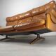 Scandinavian fawn leather sofa