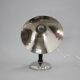 Lampe de table industrielle en chrome et bois des années 1950 avec interrupteur en céramique, Tchécoslovaquie