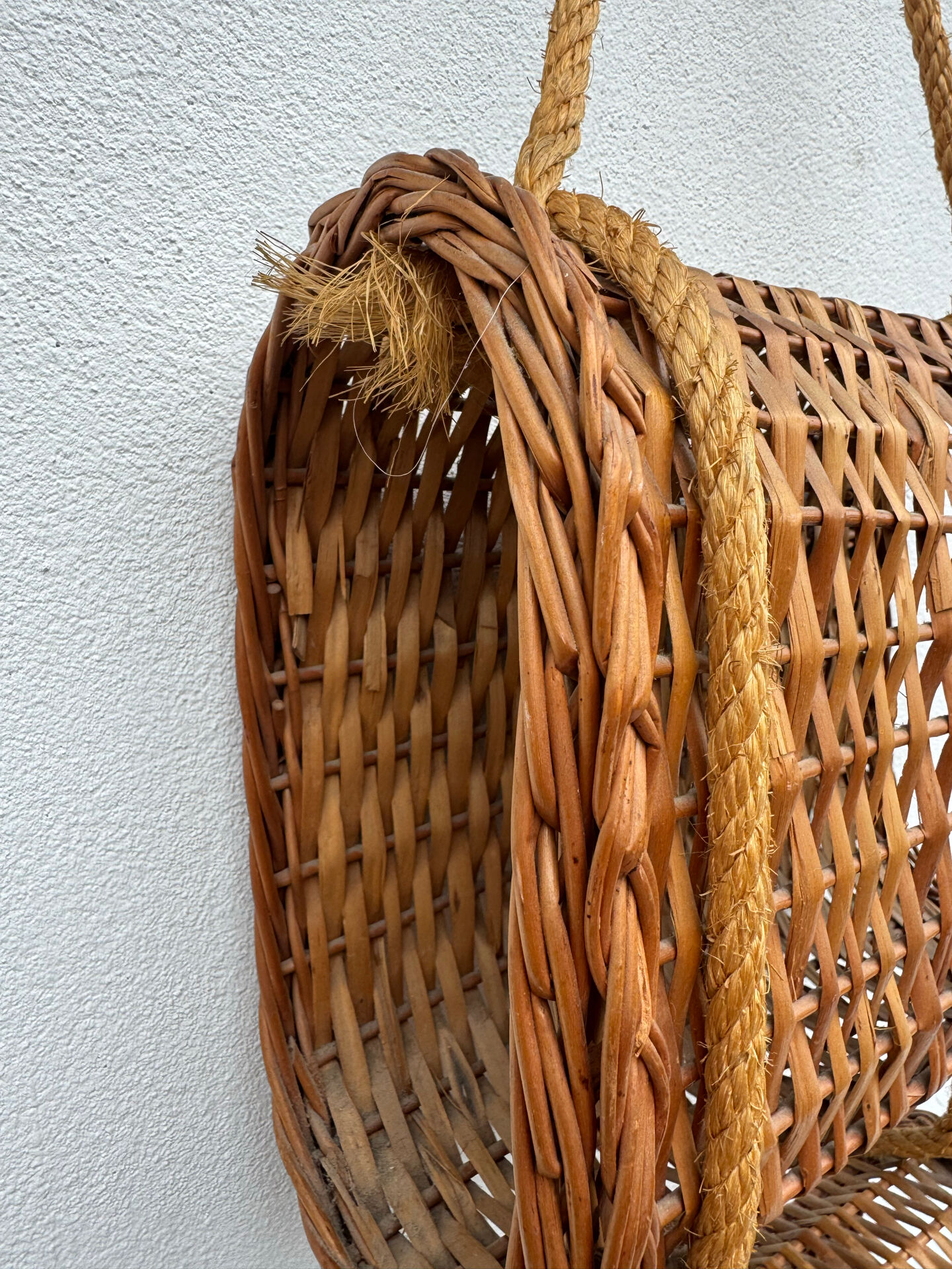 Suspended wicker rattan servant from the 1960s.