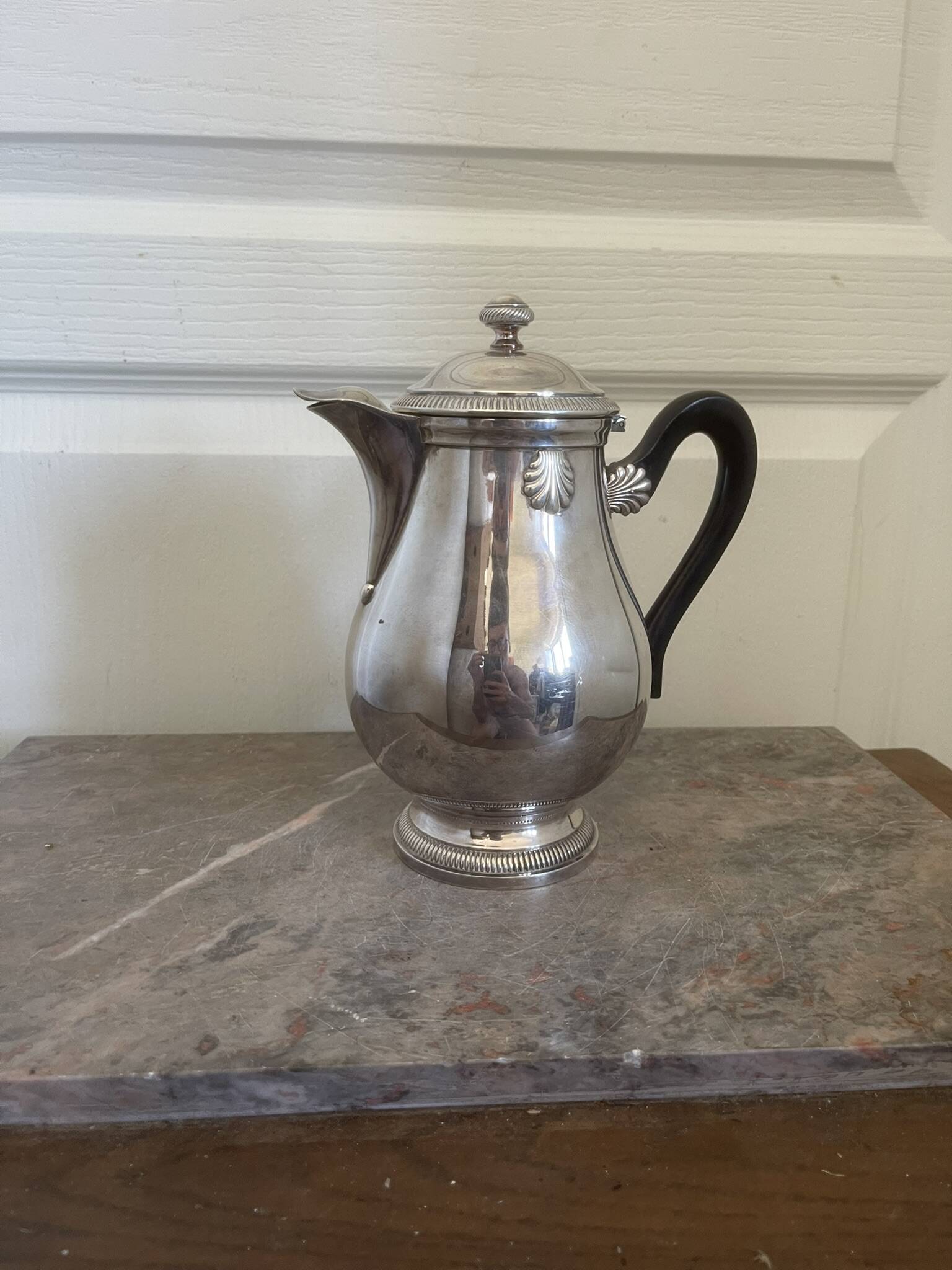 Ancien théière cafetière métal argenté boulenger coquillage coque