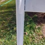 pair of white metal chairs, Tolix style