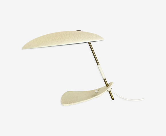 Lampe moderniste kalmar sytle Bauhaus beige metal et laiton, Autriche, années 1950