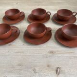 Lot de 6 tasses et soucoupes japonaises en terre cuite