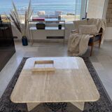 Table basse carrée 100% Travertin Romain
