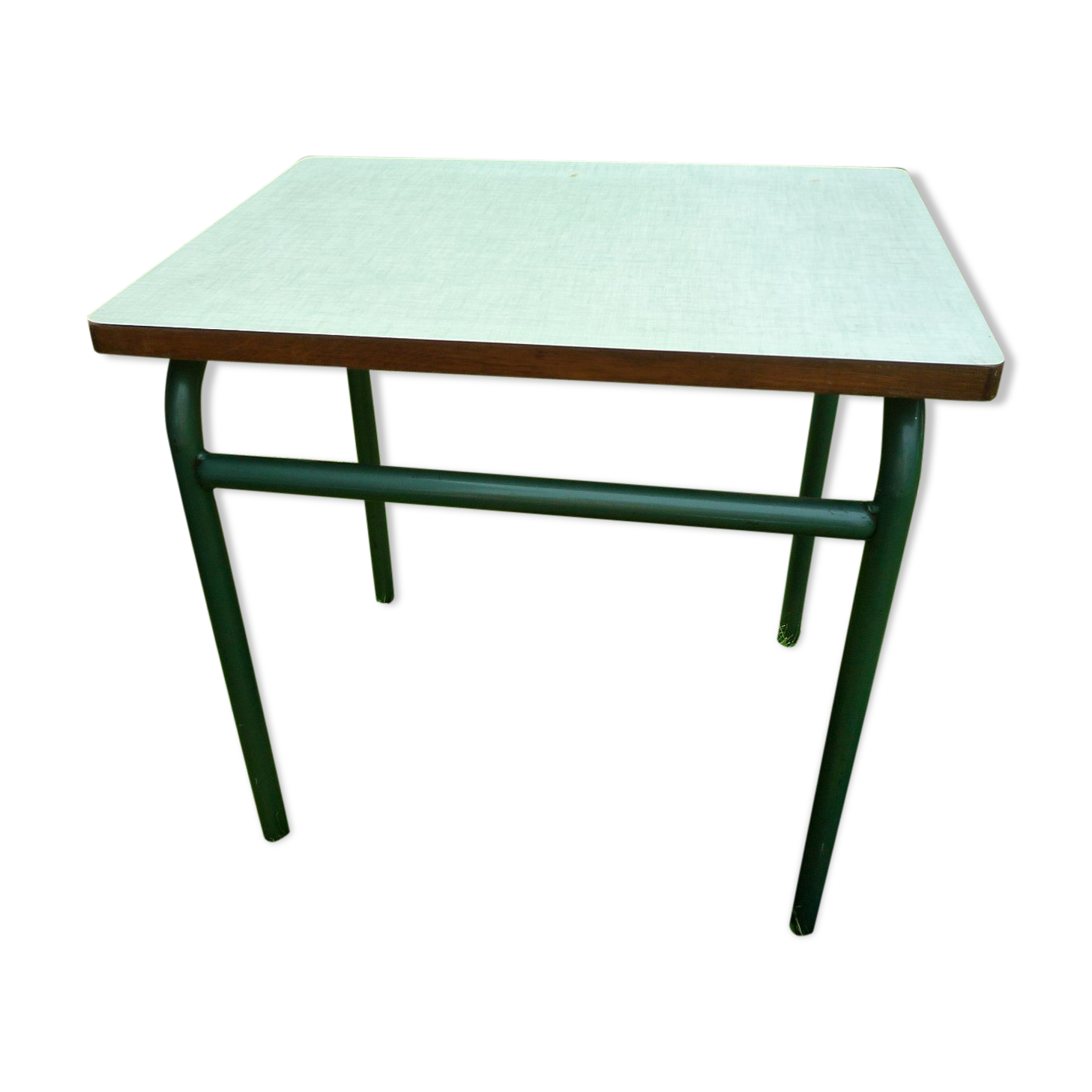 Table d'écolier en bois métal et formica vintage 70s
