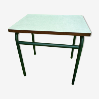 Small school table in wood, metal and formica, vintage 70s