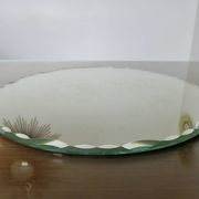 Vintage large round mirror, to be placed, bevelled, Art Deco, 1940s 50s