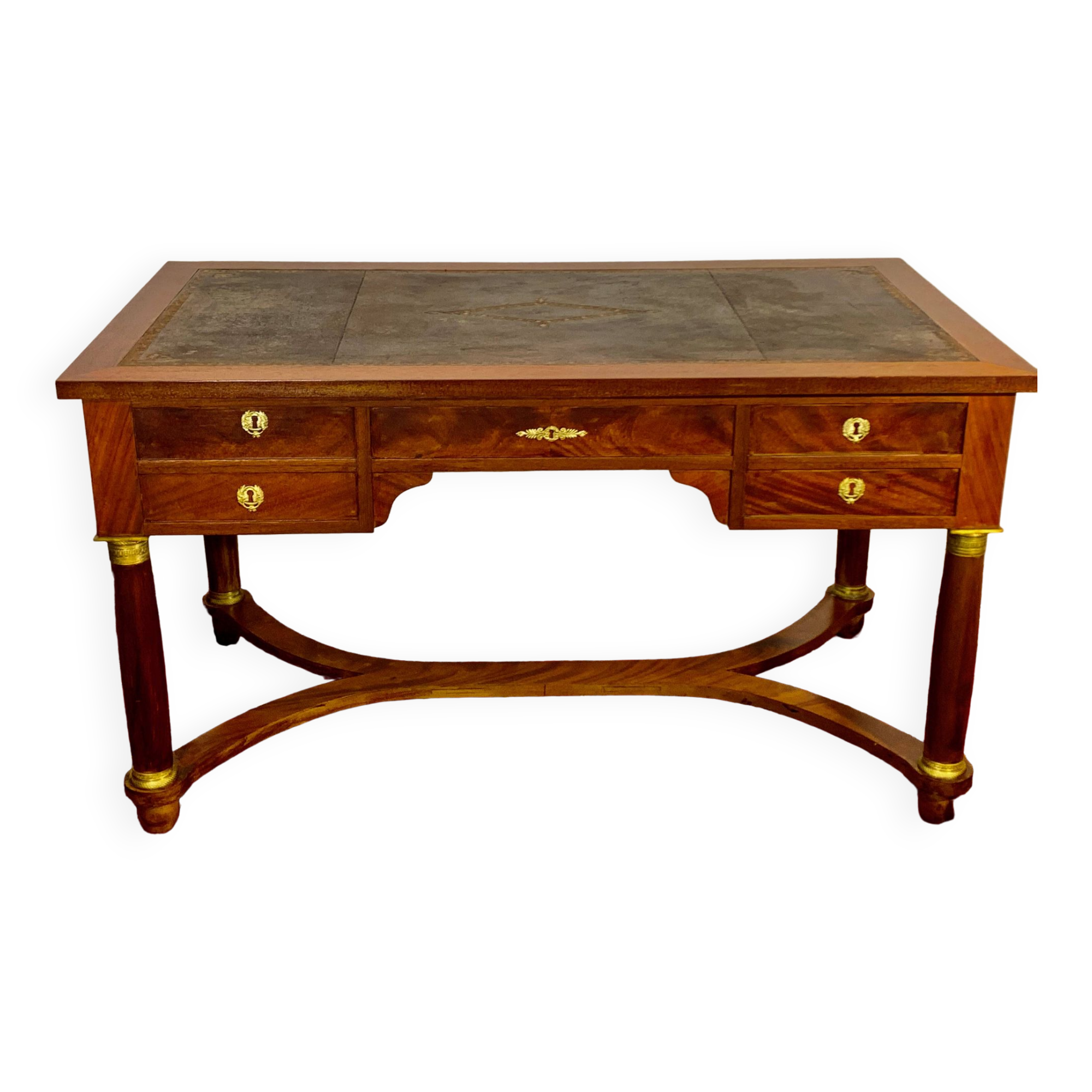 Double-sided EMPIRE Style DESK in Mahogany and gilded bronzes
