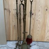 Louis XVI style gilt bronze fireplace set