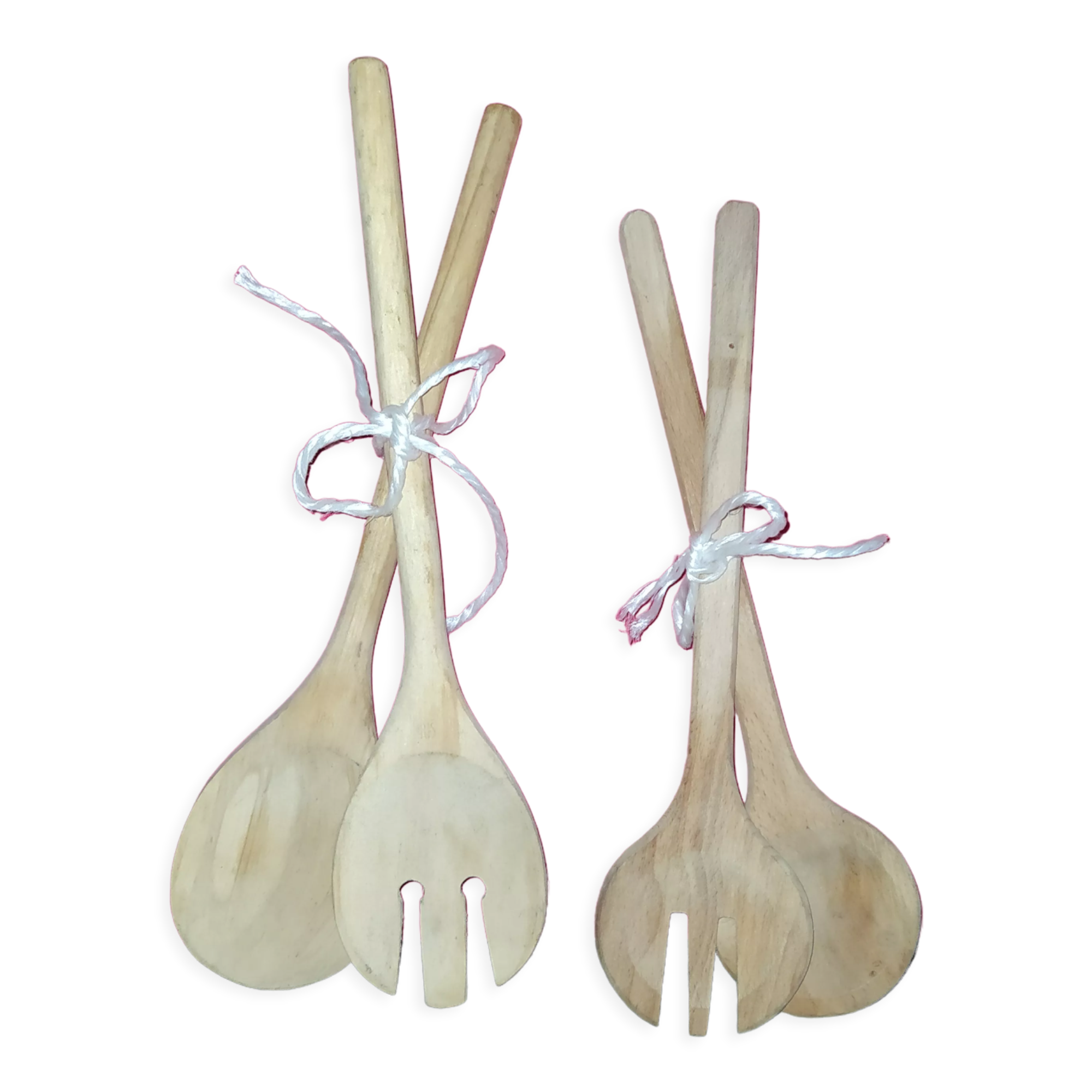 Lot de 2 paires couverts à salade en bois