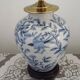 Blue & White Chinoiserie Ginger Jar Table Lamp Raised Bird & Floral Moti