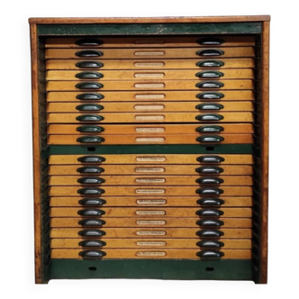 Meuble à caractères d'imprimerie vintage | Rangement industriel | Lettres en plomb originales
